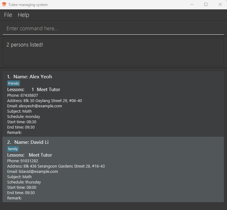 result for 'find alex david'
